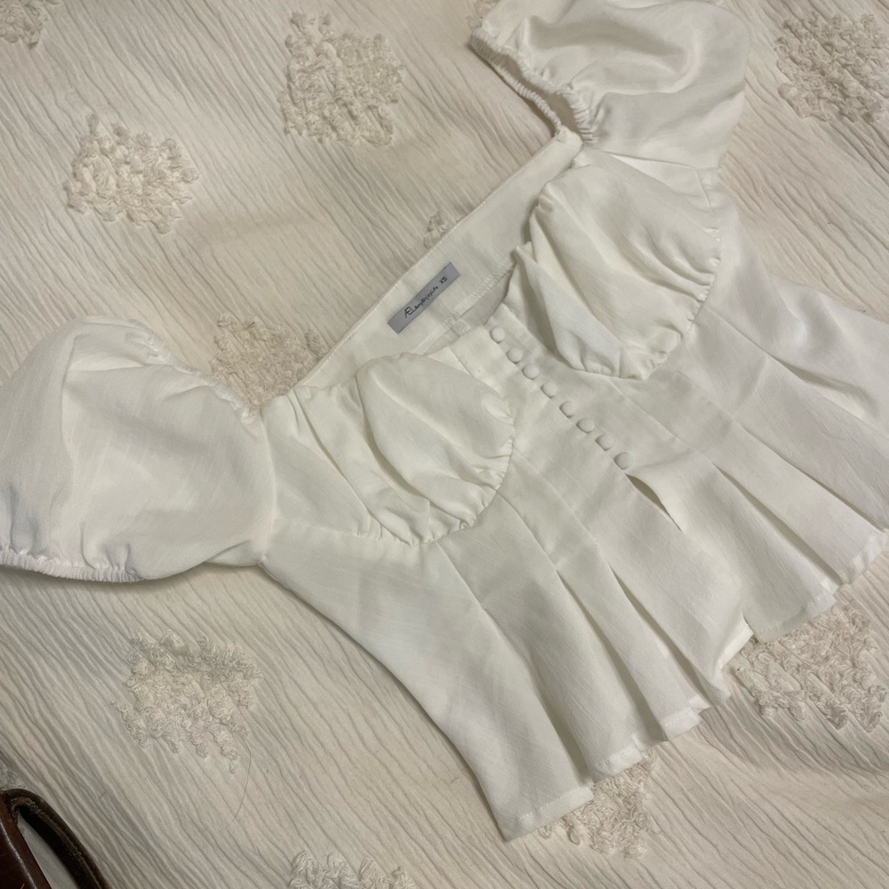 Cream Fitted Peplum Blouse